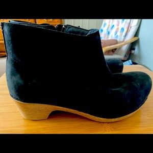 Black Dansko clog booties. I’m downsizing my shoe collection